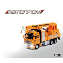 Машина металева Автопром 1:38, кран, батарейки, світло, звук, коробка 25,5*12*9см