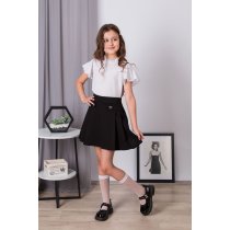 Шкільна блуза для дівчинки Mevis (білий колір, короткий рукав)