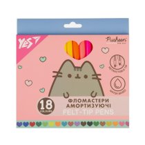 Фломастери Yes 18 кольорів Pusheen амортизуючі — дитячі незламні фломастери для школи та творчості