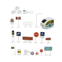 Дитяча магнітна залізниця на акумуляторі, 86 деталей, коробка 29х8х24 см