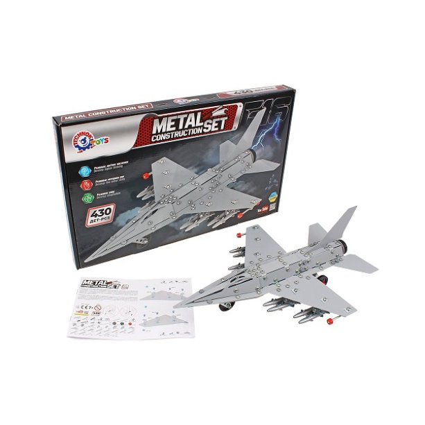 Игрушка Конструктор металлический Самолет F-16 430 деталей тмТехноК KM9598T