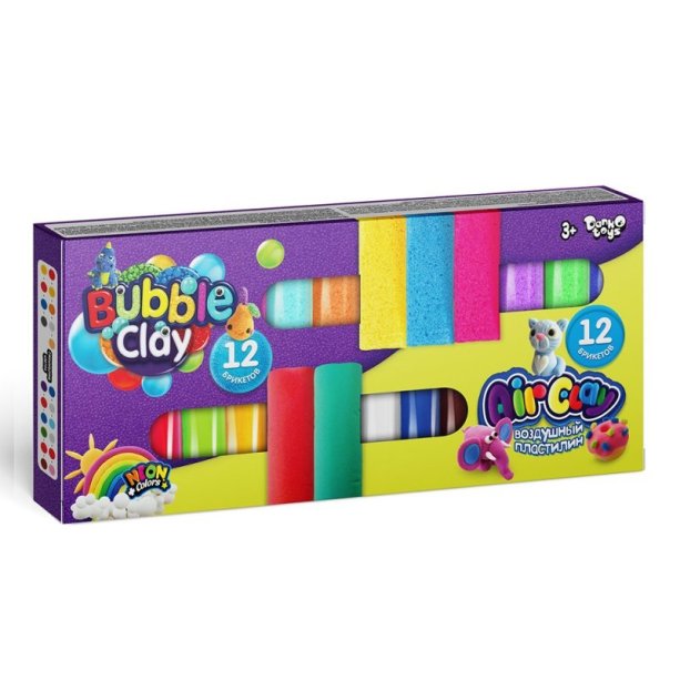 Креативное творчество Air Clay Bubble Clay 12 шт пластелин с 3 лет укр тм Danko Toys KMARBB 02 01U