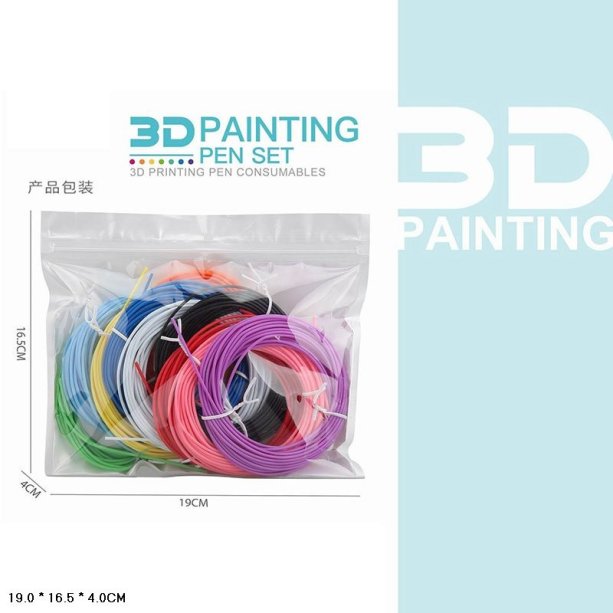 Комплект цветного пластика для 3D моделирования: 10 ярких цветов, в упаковке