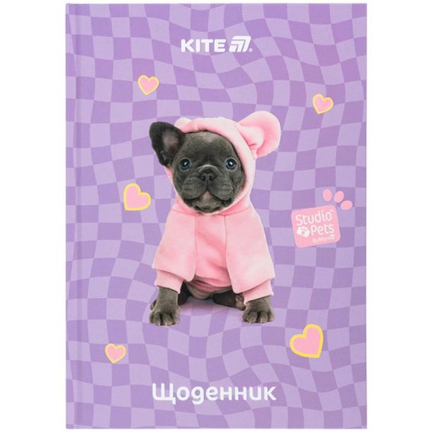 Щоденник шкільний недатирований Kite Studio Pets з милими тваринами, формат А5