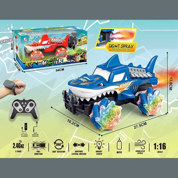 Машина RC 1:16: подсветка, парогенератор, акум 3,7V, пульт 2,4GHz, браслет, роликовые колеса, коробка
