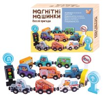Набір дитячих машинок на магнітах WToys дерево