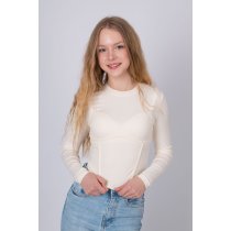 Повсякденний лонгслів із м'якого модалу, округла горловина, конструктивні рельєфи на передній частині