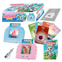 Картридер Знань WToys — 2 кольори, українська озвучка, USB-кабель, регулювання гучності, 112 карток, 224 зображення, 18 тем, абетка, вірші, пісеньки, казки, в коробці