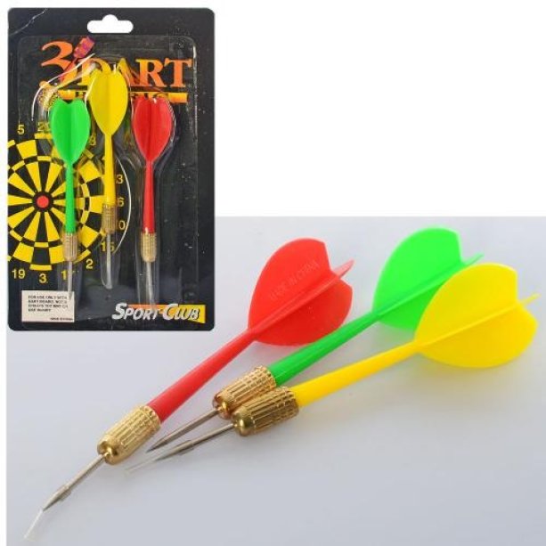 Игрушка Дротики с иглой, 3шт, 11см, 3 цвета, на листе, 11-19-2,5см KMM3005