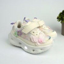 Бежевые детские кроссовки с цветами и LED-подсветкой Tom.m