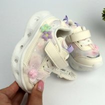Бежевые детские кроссовки с цветами и LED-подсветкой Tom.m