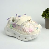 Бежевые детские кроссовки с цветами и LED-подсветкой Tom.m