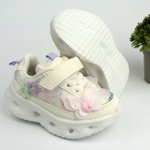 Бежевые детские кроссовки с цветами и LED-подсветкой Tom.m