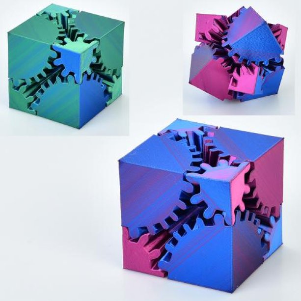 Игра куб, 5 см, 3D-печать, шестерни, антистресс, головоломка, микс цветов, в коробке  KMIT015