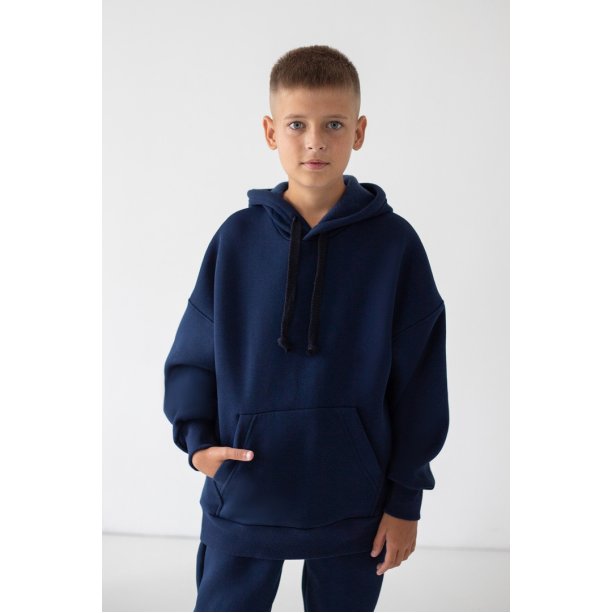 Детское худи oversize со шнурком в капюшоне и манжетами, теплое