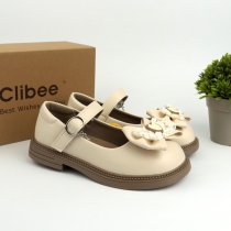 Бежевые школьные туфли с ремешком для девочки Clibee
