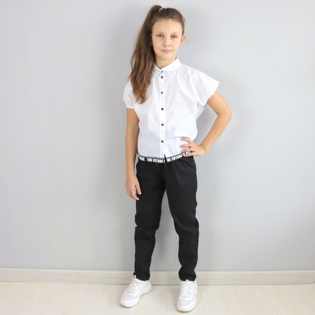 Черные брюки слоучи для девочки тм BossKids