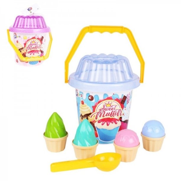 Игрушка Набор для игры с песком 4 формочки, ложка ТехноК KM6382T