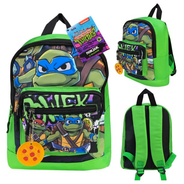 Рюкзак TMNT, 31×23×9 см, с фликером – идеален для школы и прогулок.