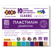Пластилін 10 кольорів 200 г Classik Kids Line