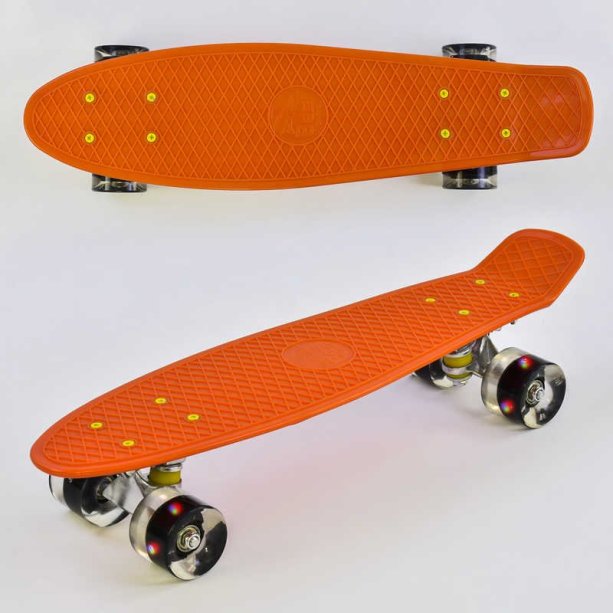 Детский оранжевый скейт Пенни борд Best Board, доска 55 см, колёса PU d=6см