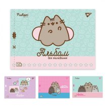 Альбом для рисования Pusheen YES, формат А4, 12 листов, плотность 100 г/м², перфорация, крепеж скоба