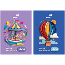 Картон кольоровий односторонній Kite, формат А5, 10 аркушів, 10 кольорів, у слайдері