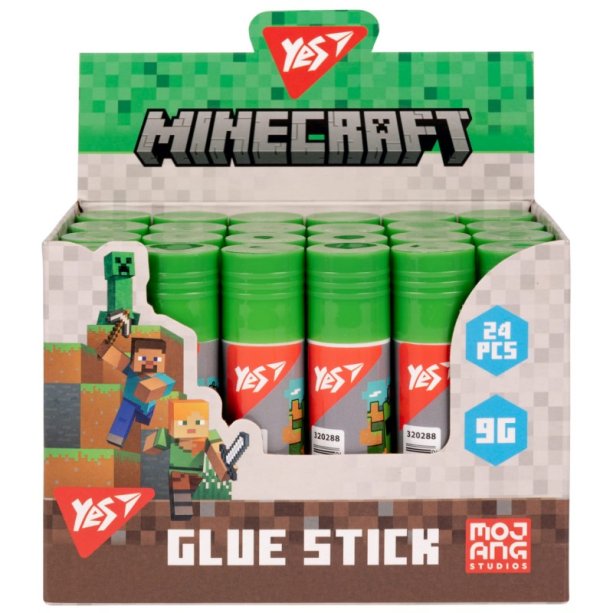 Клей-карандаш YES, 9 г, PVA, дизайн Minecraft, качественный канцелярский клей для бумаги и картона