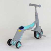 Дитячий самокат велобег велосипед 3 в 1 Best Scooter світло, 8 мелодій, колеса PU, переднє колесо d 20 см, задні d 11 см, сірий