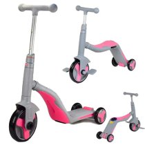 Дитячий самокат сірий з рожевим велобег велосипед 3 в 1 Best Scooter колеса PU, переднє колесо d 20 см, задні d 11 см