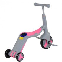 Дитячий самокат сірий з рожевим велобег велосипед 3 в 1 Best Scooter колеса PU, переднє колесо d 20 см, задні d 11 см