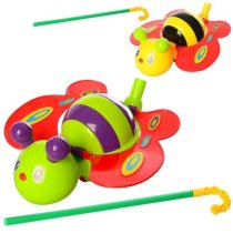 Игрушка Каталка бабочка, на палке 40см, 21см, двигает крыльями, звук, 2 цвета, в кульке, 21-12-10см KM0376M
