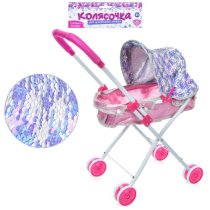 Коляска для куклы, классика, 42-24, 5-54 см, паетки, металлическая, в пакете, 26-60-10см KMM5091 UA