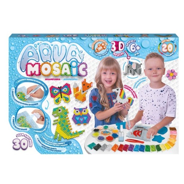 Розвиваючий ігровий набір Аквамозаїка Aqua Mosaic великий формат, намистини, що скріплюються водою, для створення виробів