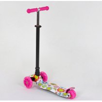Дитячий смокат MAXI Best Scooter рожевий, 4 колеса PU, світло, трубка керма алюміній, d коліс 12 см