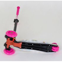 Дитячий смокат MAXI Best Scooter рожевий, 4 колеса PU, світло, трубка керма алюміній, d коліс 12 см