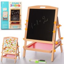 Мольберт двухсторон, маркер.мел,губка, в кор-ке, 39-45-5см