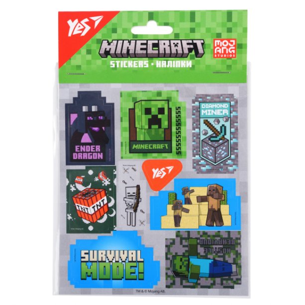 Наклейки YES Minecraft, тематический набор стикеров для творчества и декора, яркие наклейки