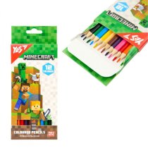 Цветные карандаши YES Minecraft, 12 цветов, для рисования и творчества, яркие и насыщенные.