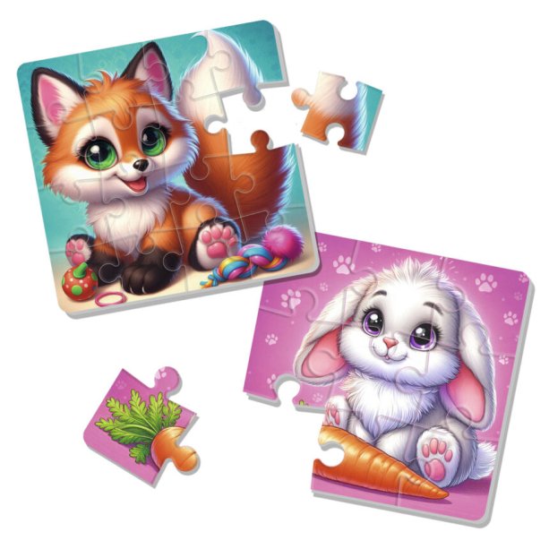 Магнитные бейби пазлы: Игра развивающая Vladi Toys. Малыш сможет, Зайка и лисичка