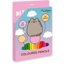 Цветные карандаши YES Pusheen Balloons, 18/36 цветов, для рисования и творчества, яркие и насыщенные.
