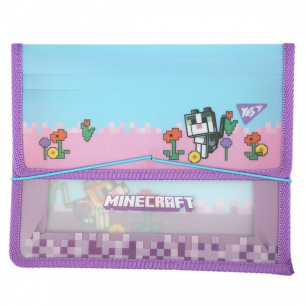 Шкальная папка для тетрадей YES Minecraft Spring, формат B5, на резинке, крепкий пластик
