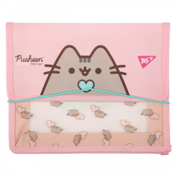 Шкальная папка для тетрадей YES Pusheen, формат B5, на резинке, крепкий пластик