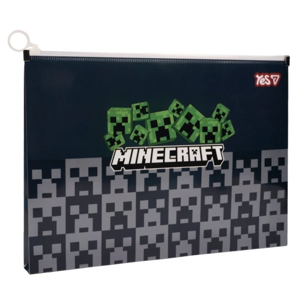 Папка-конверт YES А4, дизайн Minecraft Creepers, на блискавці, для документів та зошитів