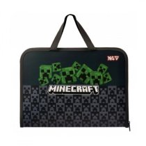 Папка-портфель YES FC А4, дизайн Minecraft Creepers, на молнии, с тканевыми ручками
