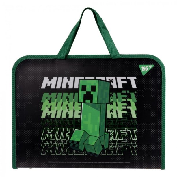 Папка-портфель для школы YES FC Minecraft, А4, на молнии, удобные ручки