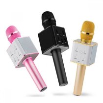 Музыкальный микрофон на аккумуляторе, Bluetooth соединение, USB порт, микс цветов, в футляре, 28-11,5-7 см
