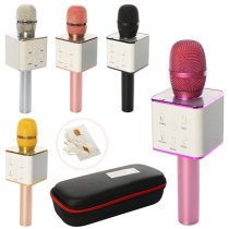 Музыкальный микрофон на аккумуляторе, Bluetooth соединение, USB порт, микс цветов, в футляре, 28-11,5-7 см
