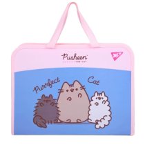 Папка-портфель YES FC А4, дизайн Pusheen, на молнии, с тканевыми ручками