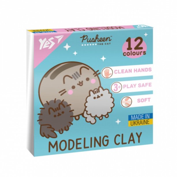 Детский пластилин YES Pusheen, 12 цветов, 240 грамм, набор для школы
